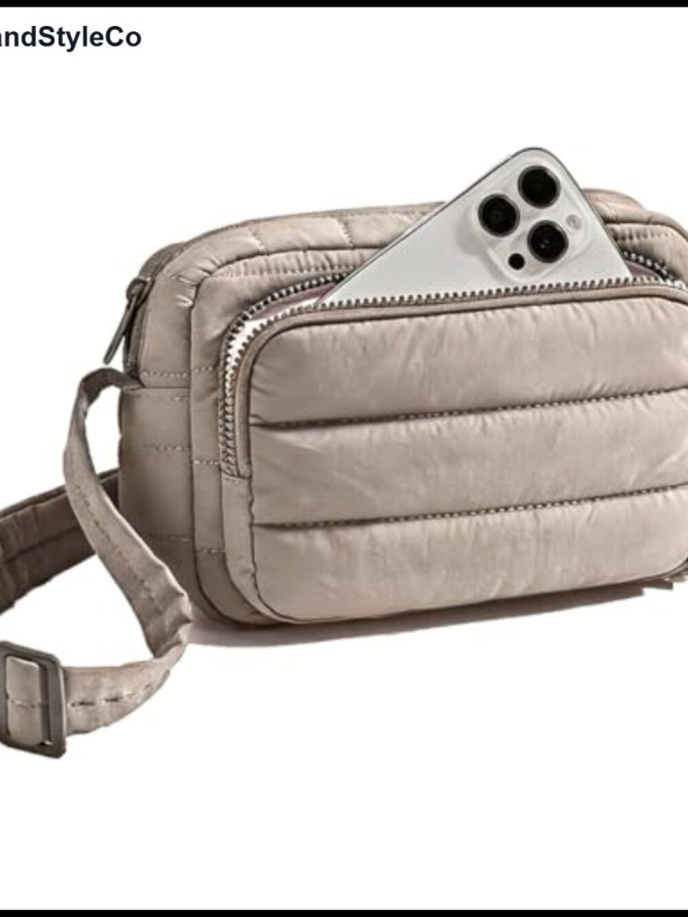 Puffy Quilted Nylon Crossbody Bag with RFID Wallet Slots, Adjustable Strap